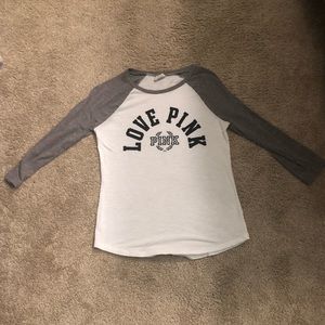 PINK White Baseball Tee